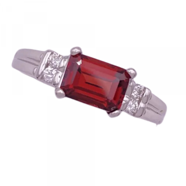 1.31ctw Emerald Cut Garnet Ring 14K White Gold (2)