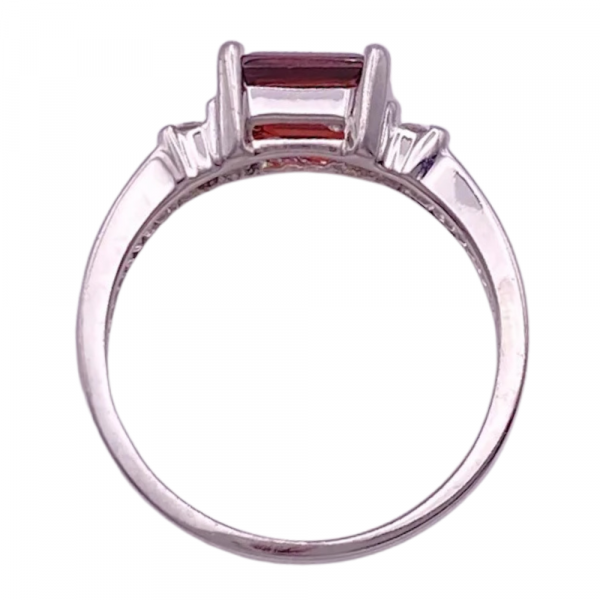 1.31ctw Emerald Cut Garnet Ring 14K White Gold