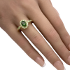 1.40ctw Prasiolite Halo Tsavorite Garnet Ring 14K