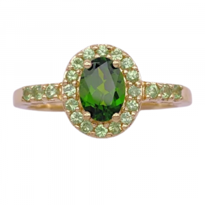 1.40ctw Prasiolite Halo Tsavorite Garnet Ring 14K (2)