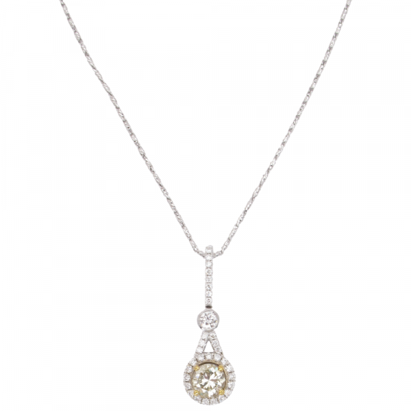 1.50 carat Diamond Halo Necklace Art Deco Inspired