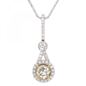 1.50 carat Diamond Halo Necklace Art Deco Inspired Close