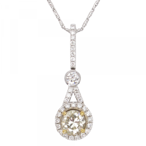 1.50 carat Diamond Halo Necklace Art Deco Inspired Close