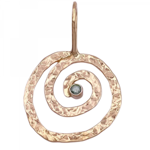 .10ct Green Diamond Hammered Spiral Pendant 14K