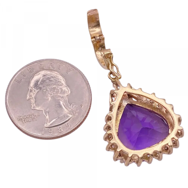 14.98ctw Amethyst and Diamond Halo Pendant 14K