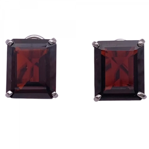 14ctw Emerald Cut Garnet Stud Earrings 14K (2)