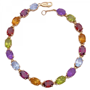 15.42ctw Colorful Multiple Gemstone Line Bracelet 14K (2)