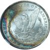 1885-O Morgan Dollar MS67 Star NGC Rainbow Crescent Toned Reverse