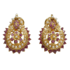 2.24ctw Ruby & Seed Pearl Earrings 22k Yellow Gold