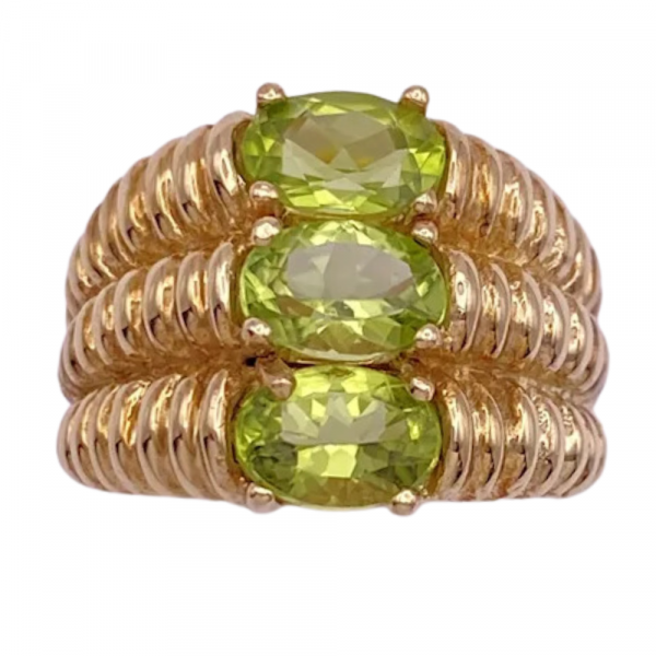 2.58ctw Three Stone Peridot Ring Stack Design 10K (2)