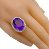 20.84ctw Amethyst and Diamond Halo Ring 14K (1)