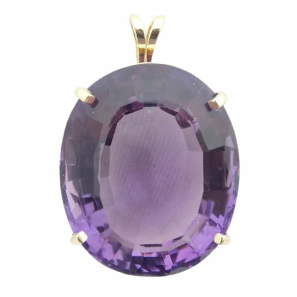 21.50ctw Oval Amethyst Solitaire Pendant 14k (2)