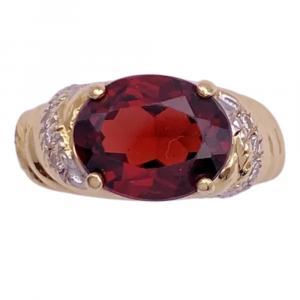 3.14ctw Oval Garnet Ring 14K Two-Tone Gold