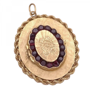 3.91ctw Garnet Jeweled Locket Pendant 14K Gold (1)