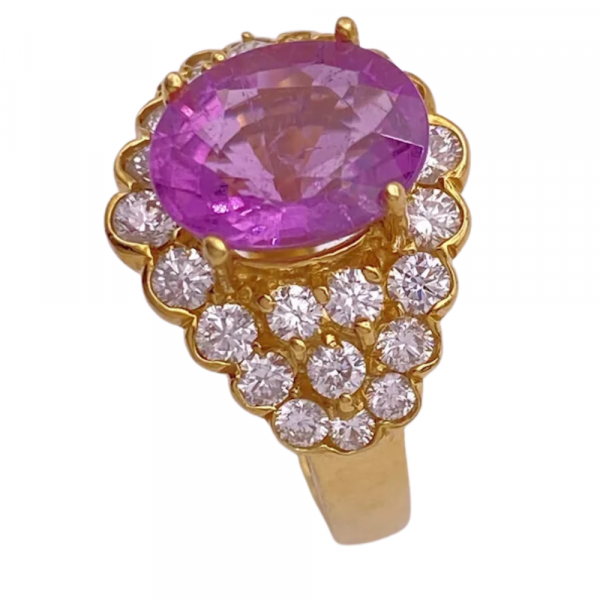 5.60ctw Pink Tourmaline and Diamond Ring 18K Gold (1)