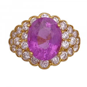 5.60ctw Pink Tourmaline and Diamond Ring 18K Gold (2)