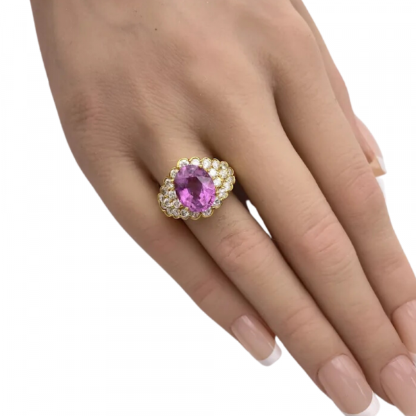 5.60ctw Pink Tourmaline and Diamond Ring 18K Gold (4)