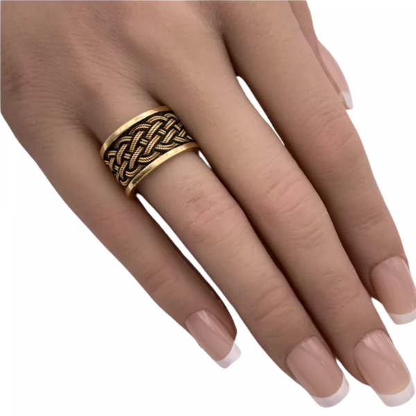 Braided Rope Wide Band Ring 14K (2)