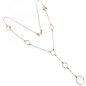 Circle Detail Y Drop Necklace 14K Gold (2)