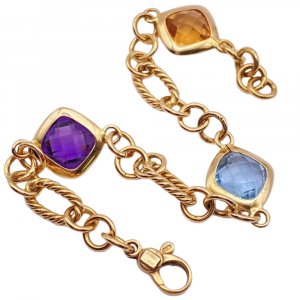 Colorful Gemstone Chunky Link Bracelet 14K (1)