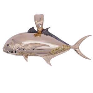 Custom Jack Crevalle Fish Pendant Yellow Gold