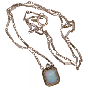 Edwardian 1.59ctw Opal & Diamond Necklace 14K (2)