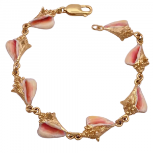 Enameled Conch Shell Link Bracelet 14K (2)