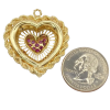 Jeweled Ruby & Pearl Heart Charm or Pendant 14K (2)