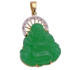 Laughing Buddha Apple Green Jade Pendant 14K (2)