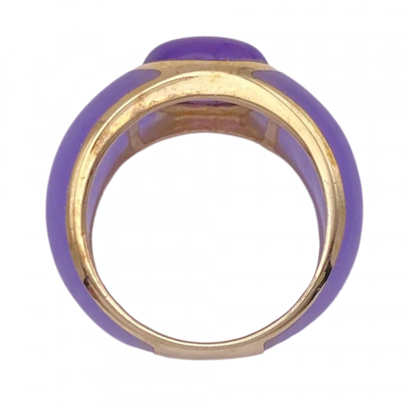 Lavender Jade and Cabochon Amethyst Ring 14K Gold (2)