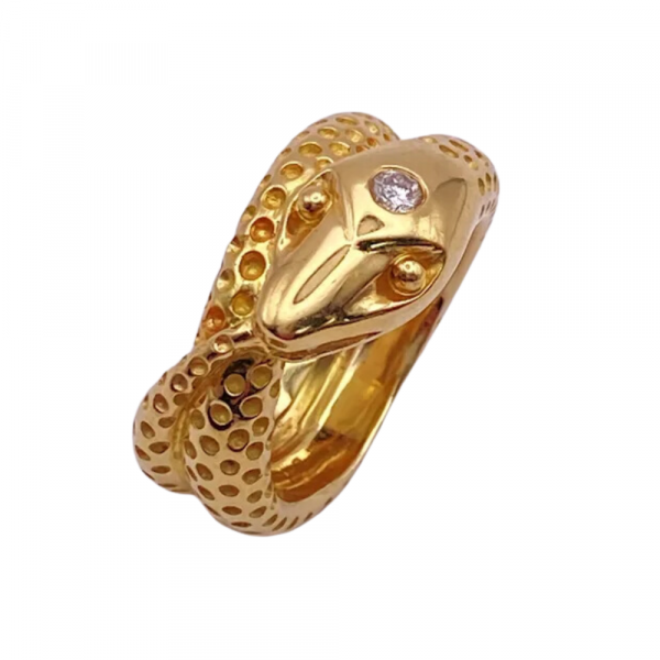 Ouroboros Diamond Snake Ring 18K Yellow Gold (3)