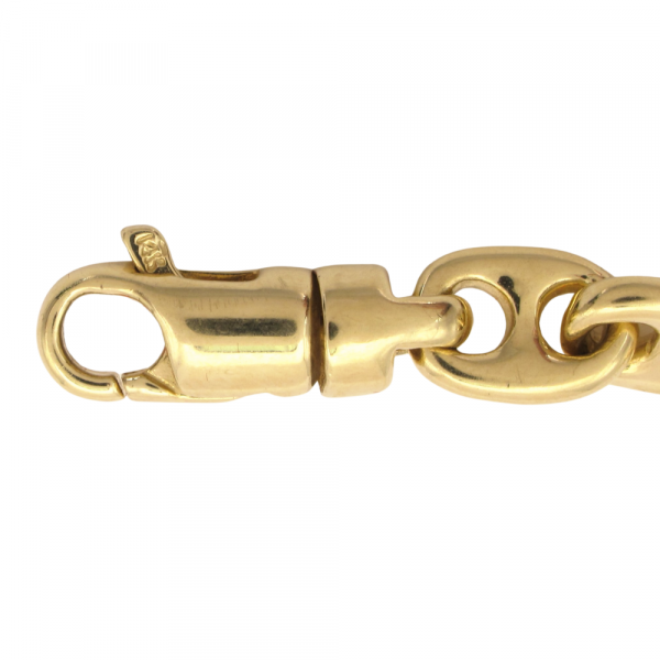 Solid Anchor Link Bracelet 8mm Yellow Gold Clasp