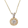 Sunshine Halo 1 carat Diamond Necklace 14k Two Tone CLose