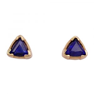 Trillion Blue Sapphire Stud Earrings 1.0 Carat TW 14K Gold