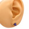 Trillion Blue Sapphire Stud Earrings 1.0 Carat TW 14K Gold worn