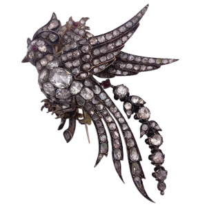 Victorian Diamond Encrusted Trembler Bird Brooch