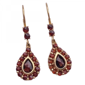 Victorian Revival 4.54ctw Garnet Rose Cut Earrings 14K (2)