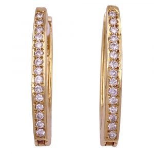 0.45ctw Diamond Oval Hoop Earrings 14K Gold