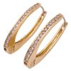 0.45ctw Diamond Oval Hoop Earrings 14K Gold side