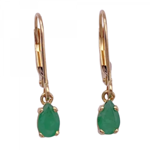 0.80ctw Pear Natural Emerald Drop Earrings 14K