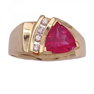 1.56ctw Trillion Pink Tourmaline Modernist Ring 14K (2)