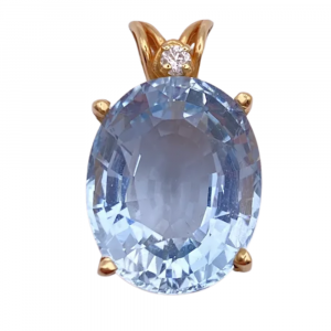 13.38ctw Oval Aquamarine Pendant 14K (2)