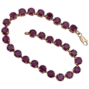 14.04ctw Round Pink Tourmaline Tennis Bracelet 10K