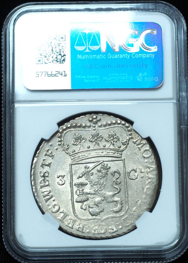 1793 Netherlands 3 Gulden West Friesland MS62 NGC