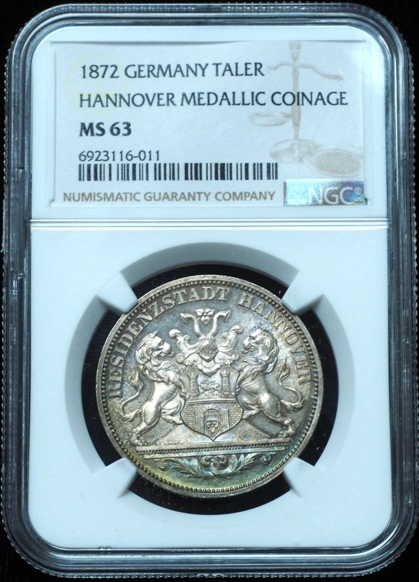 1872 Germany Hannover Taler MS63 NGC