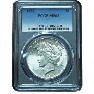 1927 Peace Dollar MS62 PCGS Bright White