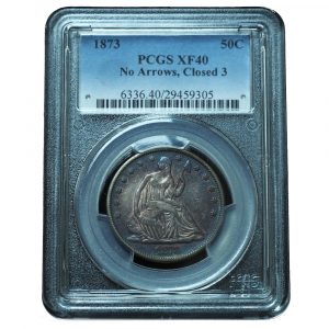 1873 Seated Liberty Half Dollar No Arrows Closed 3 XF40 PCGS