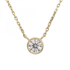 .33 Diamond Solitaire Station Necklace Yellow Gold Close