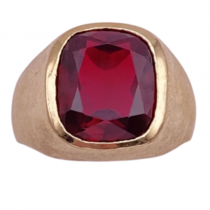 7.69ct Cushion Ruby Men's Signet Ring 14K (2)