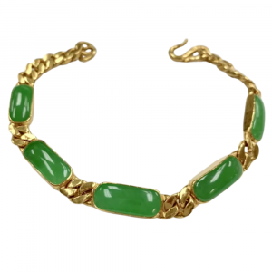 Apple Green Jade in 24K Gold Bracelet (2)